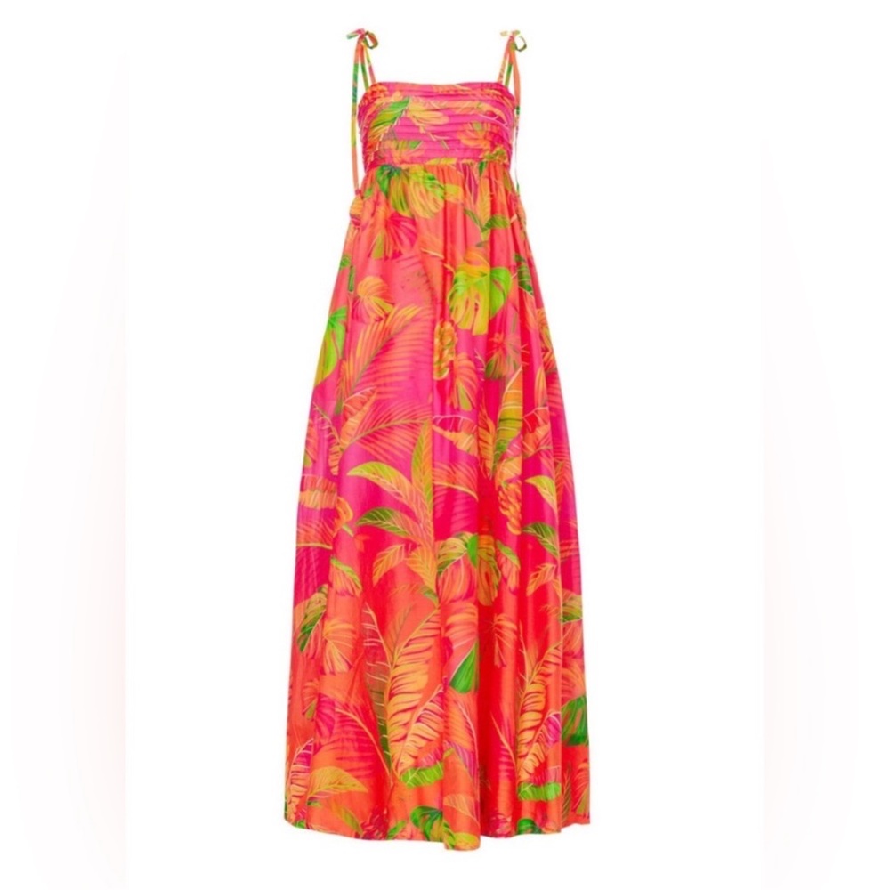 NEW FARM Rio Orange Ombre Forest Maxi Dress Medium Resortwear Strappy Back Vacay - Picture 2 of 9